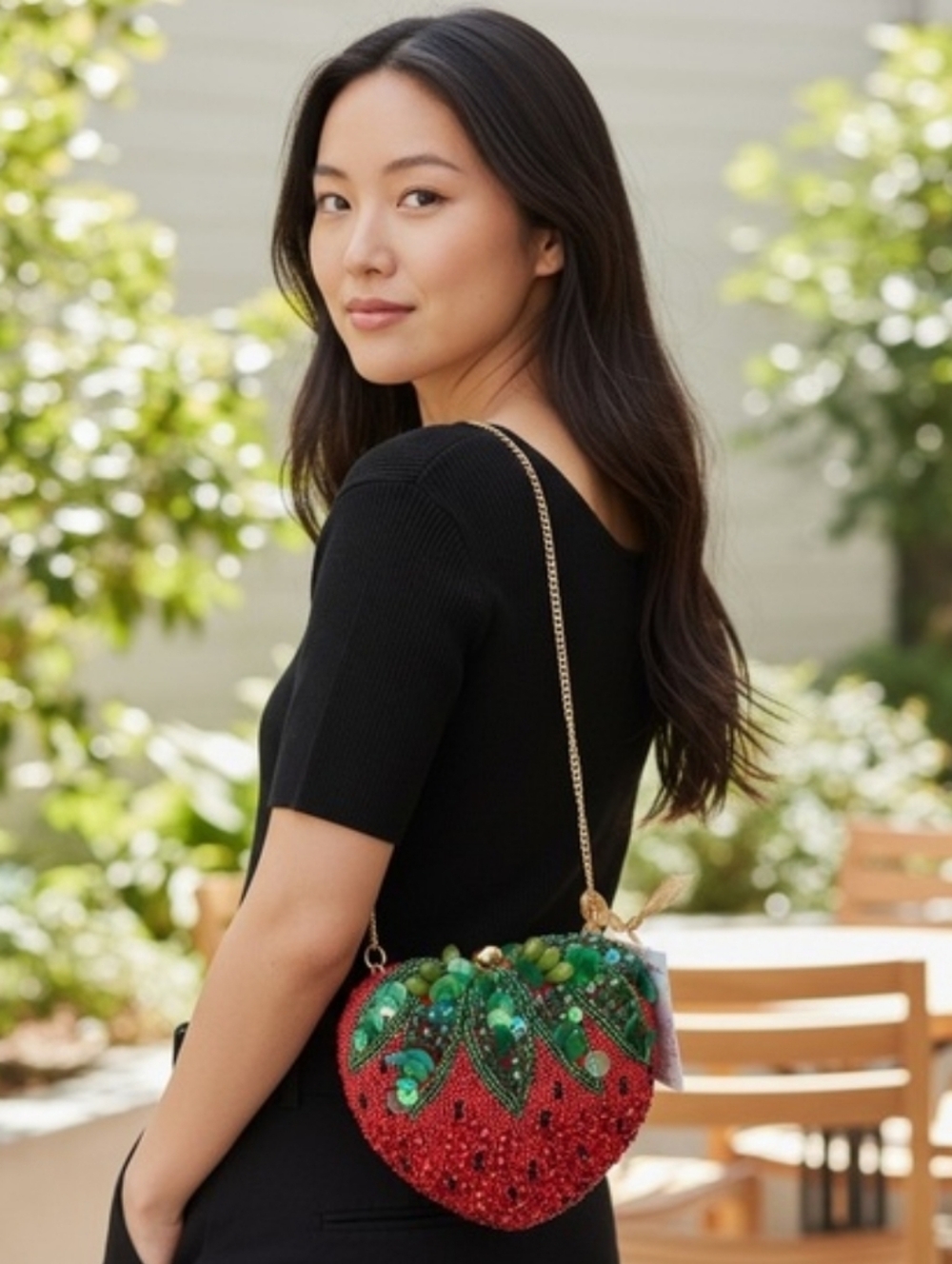 Handcrafted In India Beaded Strawberry Shape Evening Clutch -Red & Green Bnwt Eh - Picture 3 of 8